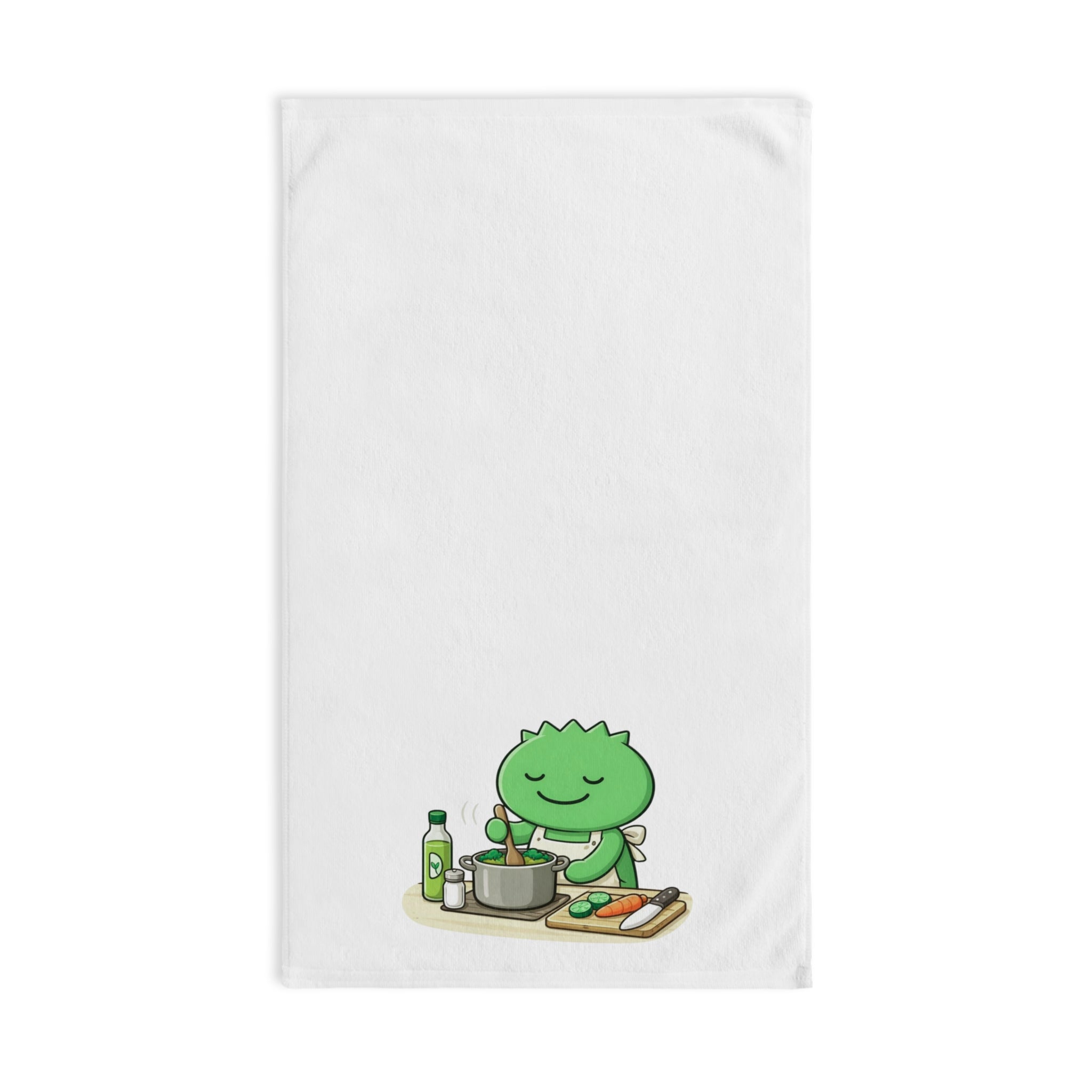 Cooking Monster Hand Towel — Cute Green Chef Kitchen Towel