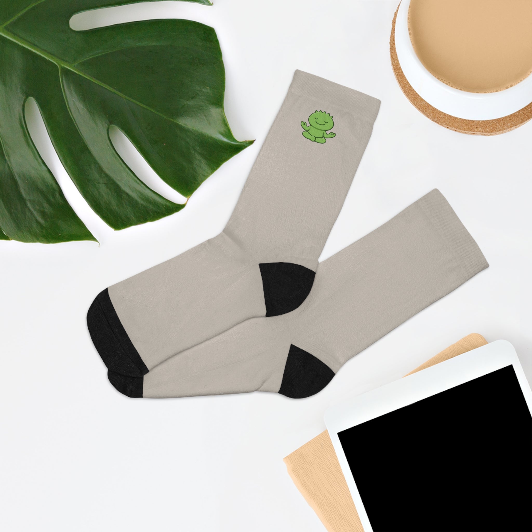 Meditating Matcha Mate Socks — Eco-Friendly Recycled Poly Socks