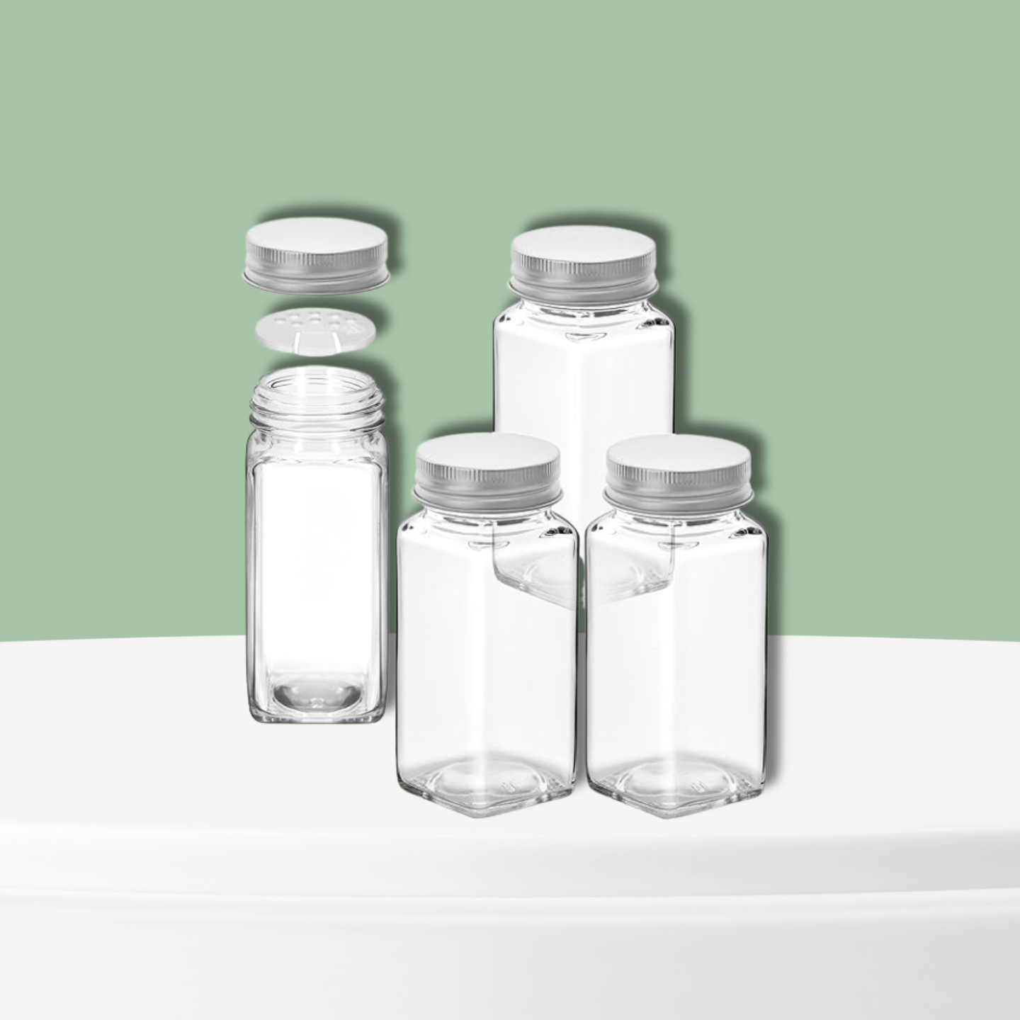 Square Glass Spice Jars